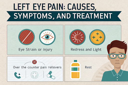Close-up image of a person experiencing discomfort due to left eye pain